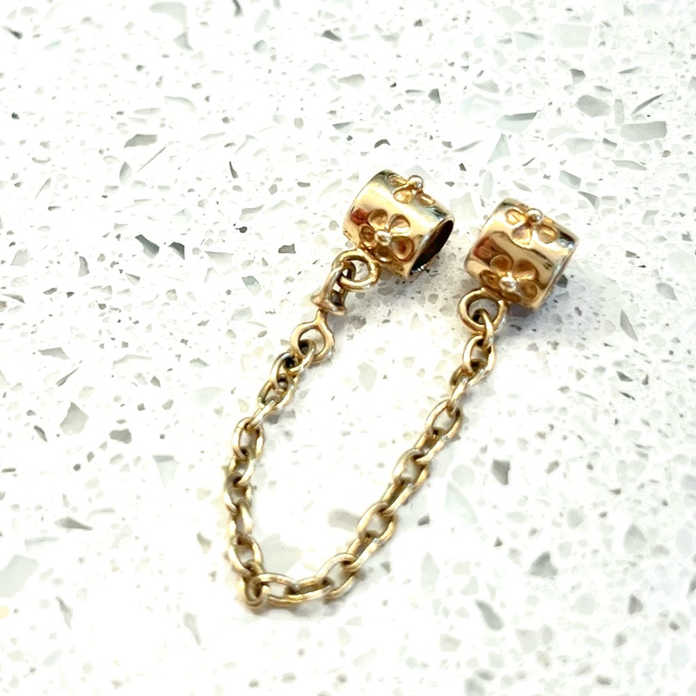 RARE Authentic 14k Solid Gold Pandora Safety Chain